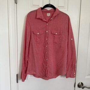 J.Crew The Perfect Shirt Coral 100% Cotton Button Down Roll Tab Sleeve WMs M EUC